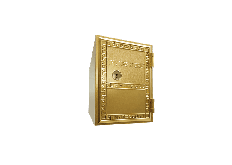 a The UPS Store gold mailbox