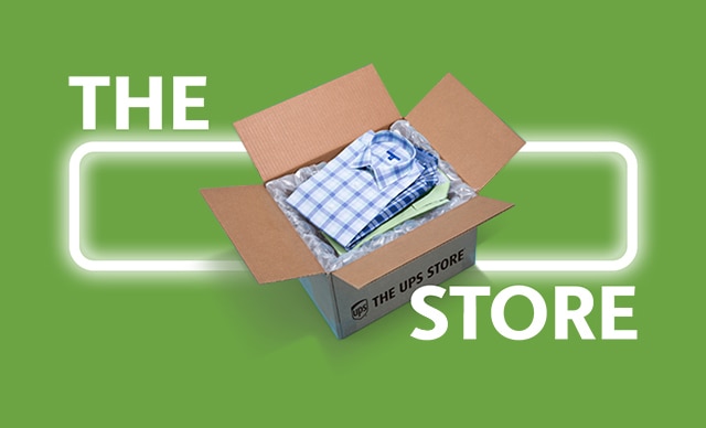 Dress shirts packed in The UPS Store box